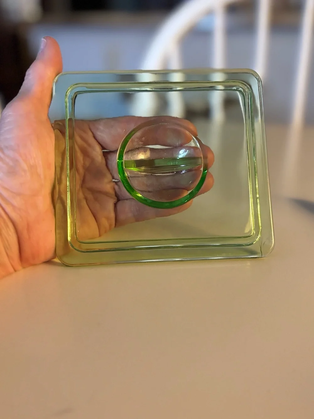 Vintage Hazel Atlas Green Uranium Glass Square Dish With Lid